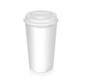 Vector realistic coffee container with a lid. large cap for drinks, desserts and yogurt. 3D mockup. EPS10.